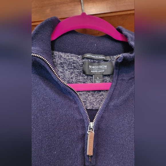 Men's Nordstrom Blue sweater Cardigam Cotton Cashmere size large J3 - Picture 2 of 3